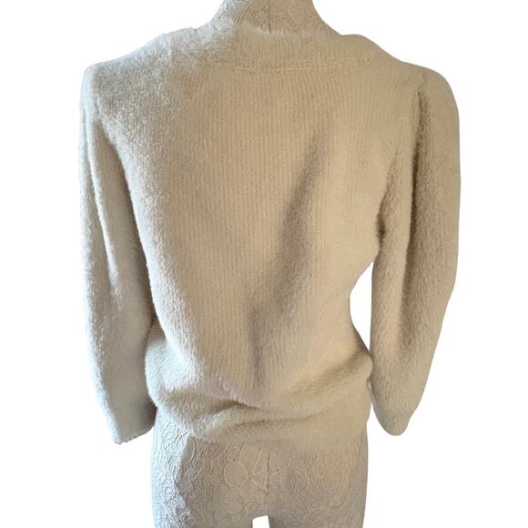 Free People Moonbeam Pullover Sweater Fuzzy 3/4 sleeve M Balletgrunge Softgirl - Picture 10 of 10